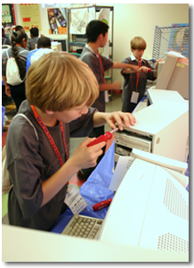 Boy working on computer